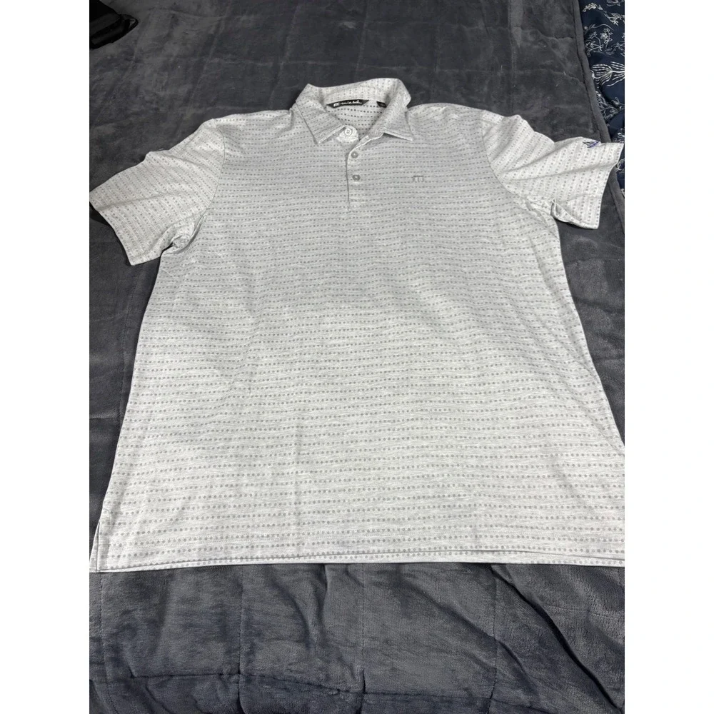 TravisMathew Mens XL Gray‎ Micro Dot Performance Golf Polo Shirt Short Sleeve